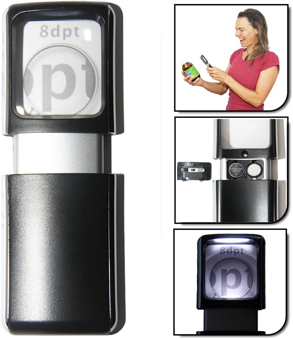 Small-Magnifying-Glass with LED-Light 3X Lighted-Pocket EasY Magnifier -Hand Held Lighted Magnify Glasses for Close Work Reading Books Pill Bottles