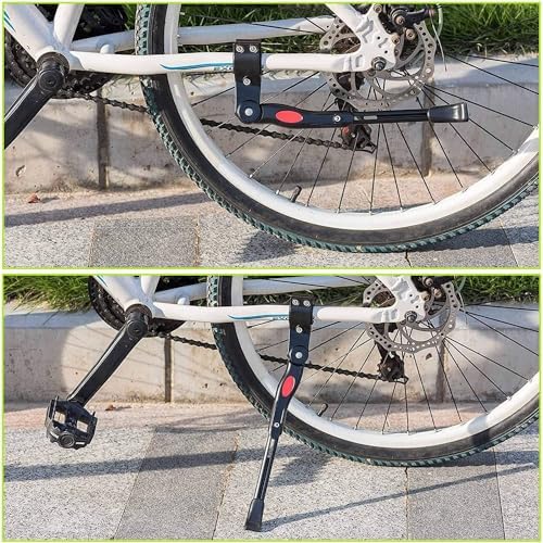 Bike Kickstand, Adjustable Aluminum Alloy, 20" 24" 26", Black | For Road Mountain Bike