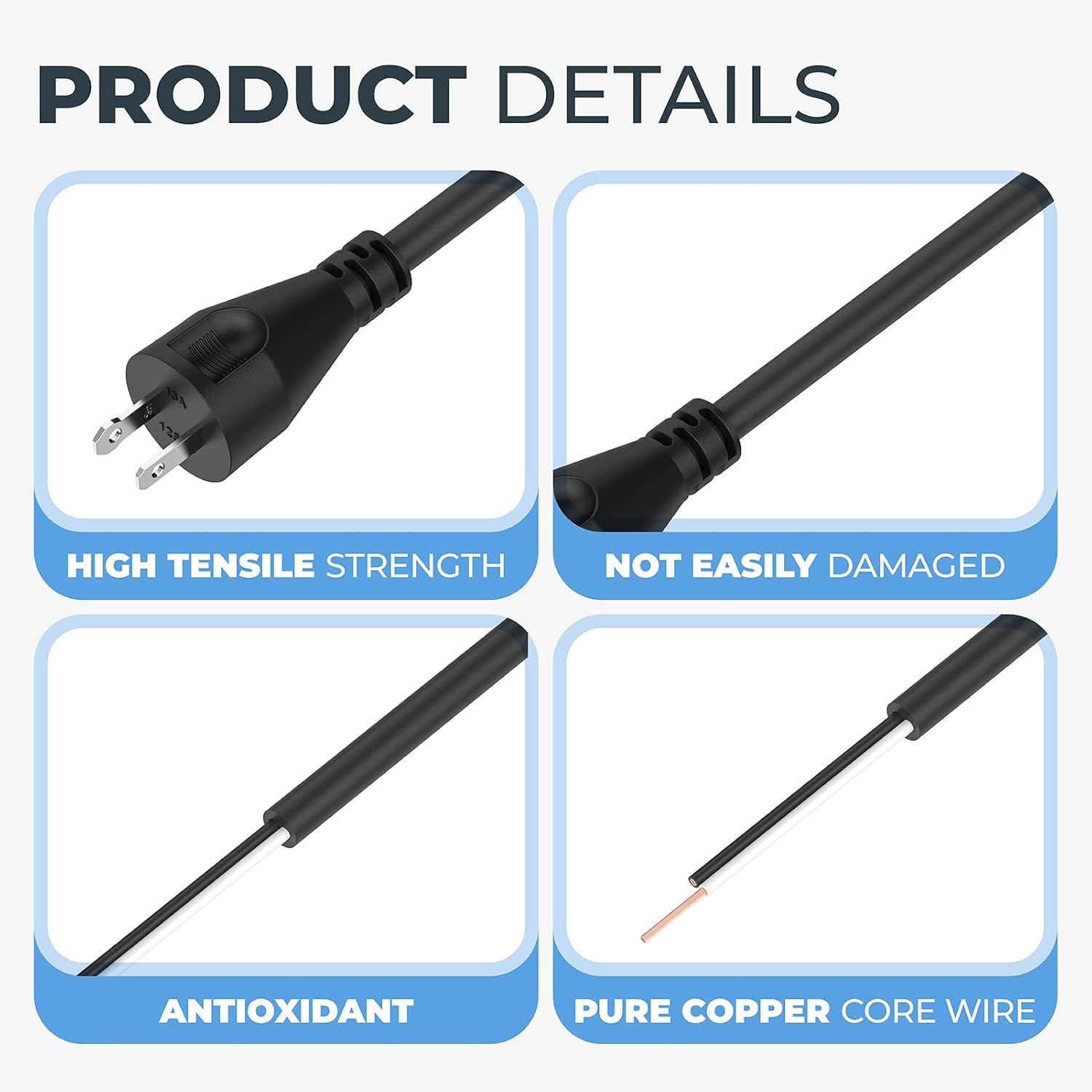 33007898 Power Cord, Compatible DW704 DW708 DW360 DW364 DWP849X DWP849 DW421, 10ft 16 Gauge 2 Wire Power Cord for Miter Saw, Circular Saw, Polisher