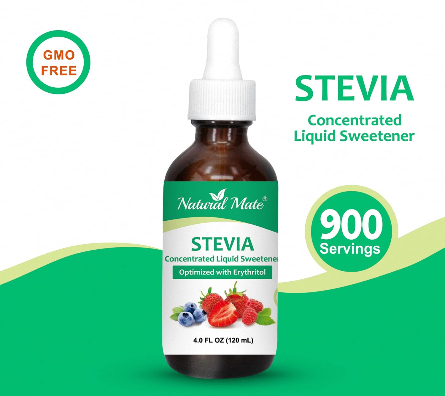Stevia Concentrated Liquid Sweetener (Optimized with Erythritol) 1.33 FL OZ (37 mL) – 2 Pack