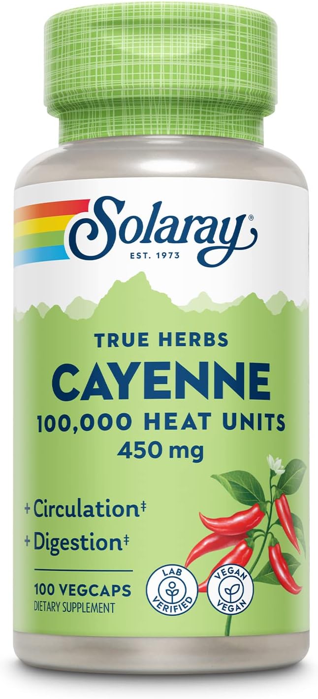 Solaray Cayenne 100,000 Heat Units, Capsaicin Supplements, 100 VegCaps