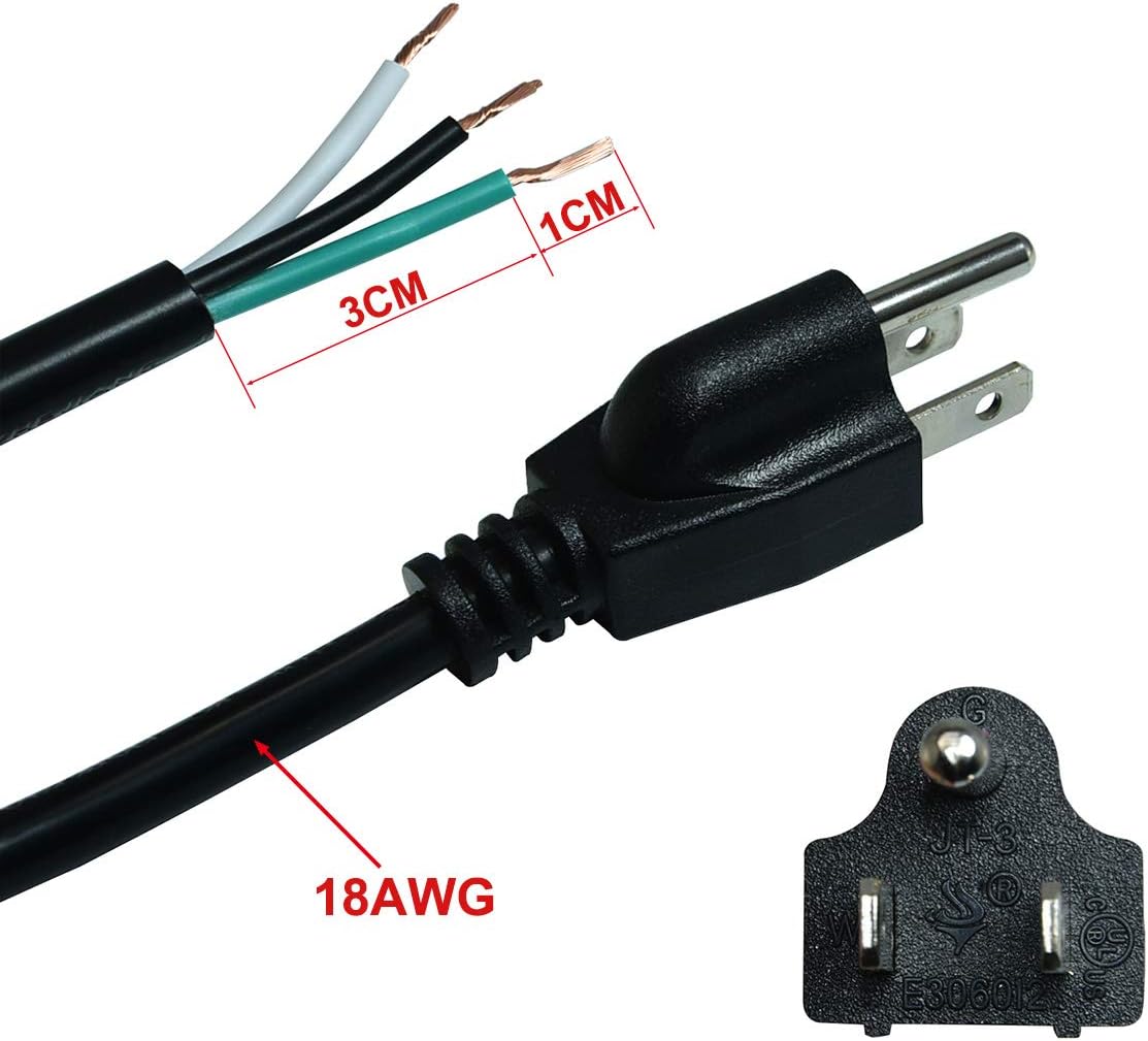 FILSHU 6ft 18 Gauge 3 Prong AC Power Cord with On Off Switch