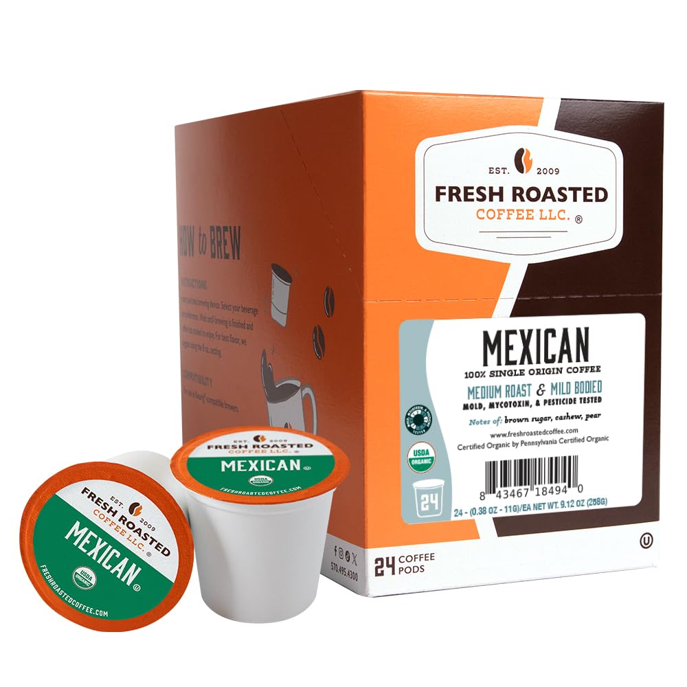 Fresh Roasted Coffee, Organic Colombian K-Cup Pods for Keurig Brewers, Medium Roast, USDA Organic, Kosher, 24 Count (Pack of 3)