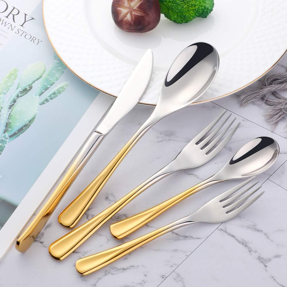 Silverware Set Stainless Steel 20 Piece Flatware Set Kitchen Cutlery Heavyweigh Utensil Service for 4 Include Knife Fork Spoon, Mirror Finish