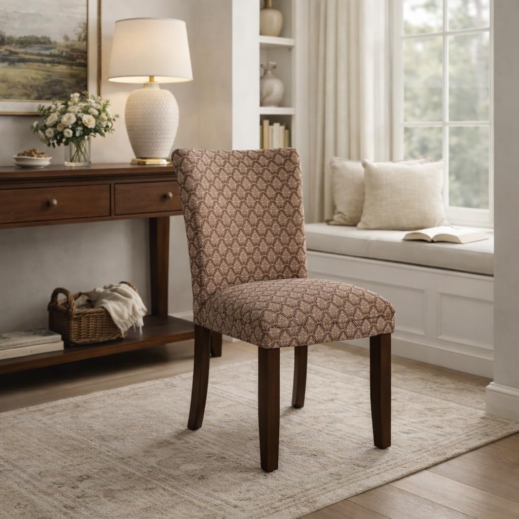 Homepop Home Decor | Classic Upholstered Parsons Dining Chairs | Set of 2 Accent Dining Chairs with Nailhead Trim, Natural Linen