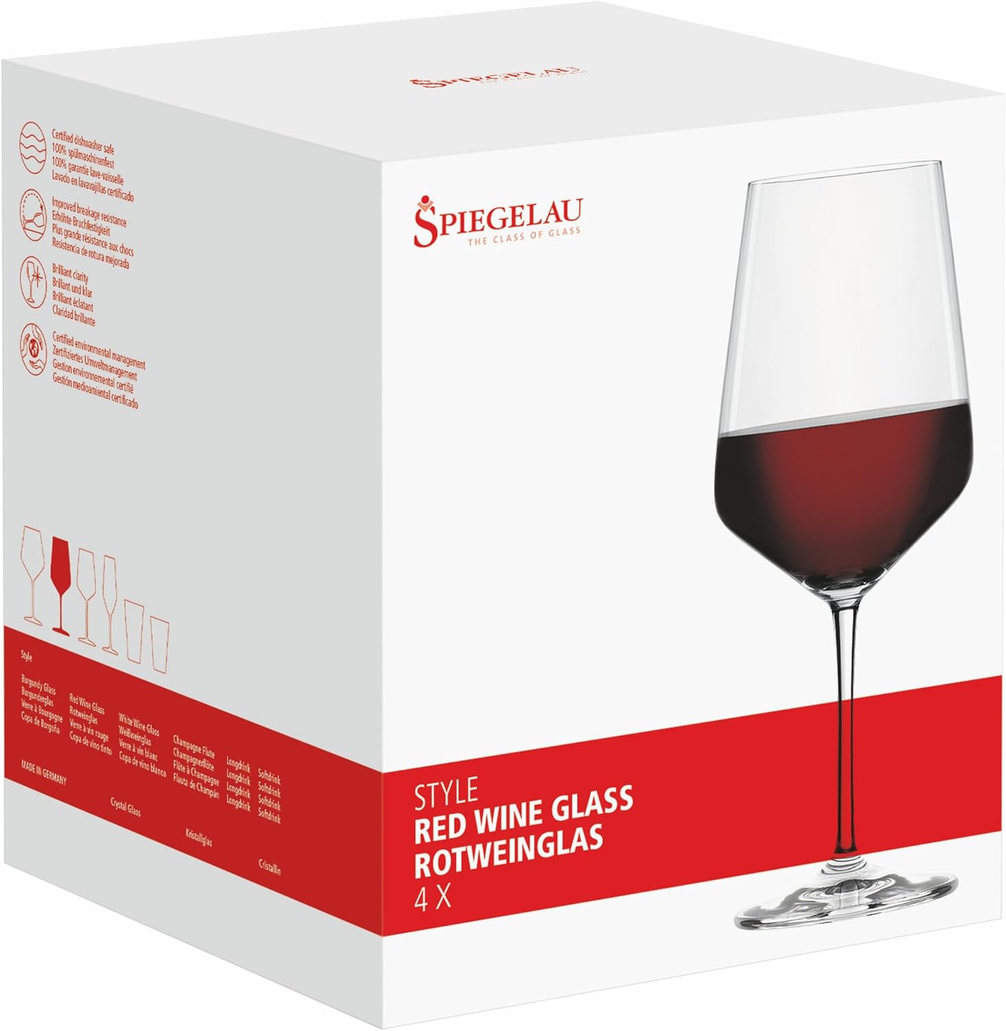 Spiegelau Style Crystal White Wine Glasses Gift Set, Elegant Stemmed Wine Glasses, Stylish Glassware for Dinner Party, Home Bar, Wedding Gifts, Birthday Gifts, Hosting Essentials, 15.5 oz, Set of 4