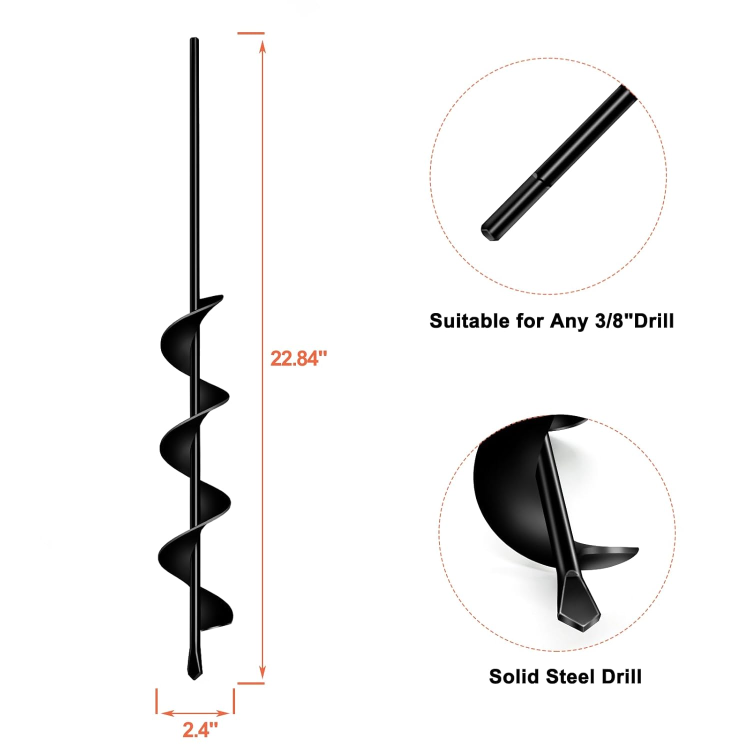 LONGRUN Auger Drill Bit for Planting-1.7"x15" Planting Auger, Garden Spiral Hole Drill Bulb Planter Tool for Planting, Bedding Plants, Flowers