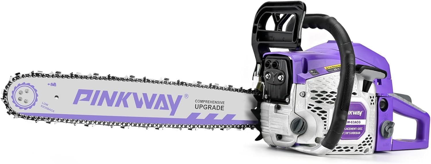 2-cycle 63CC Chainsaw Saw Gas Powered 20" Chain Saws Cordless Petrol Saw Handheld Chainsaw for Cutting Wood Trees Branches (63ACK)