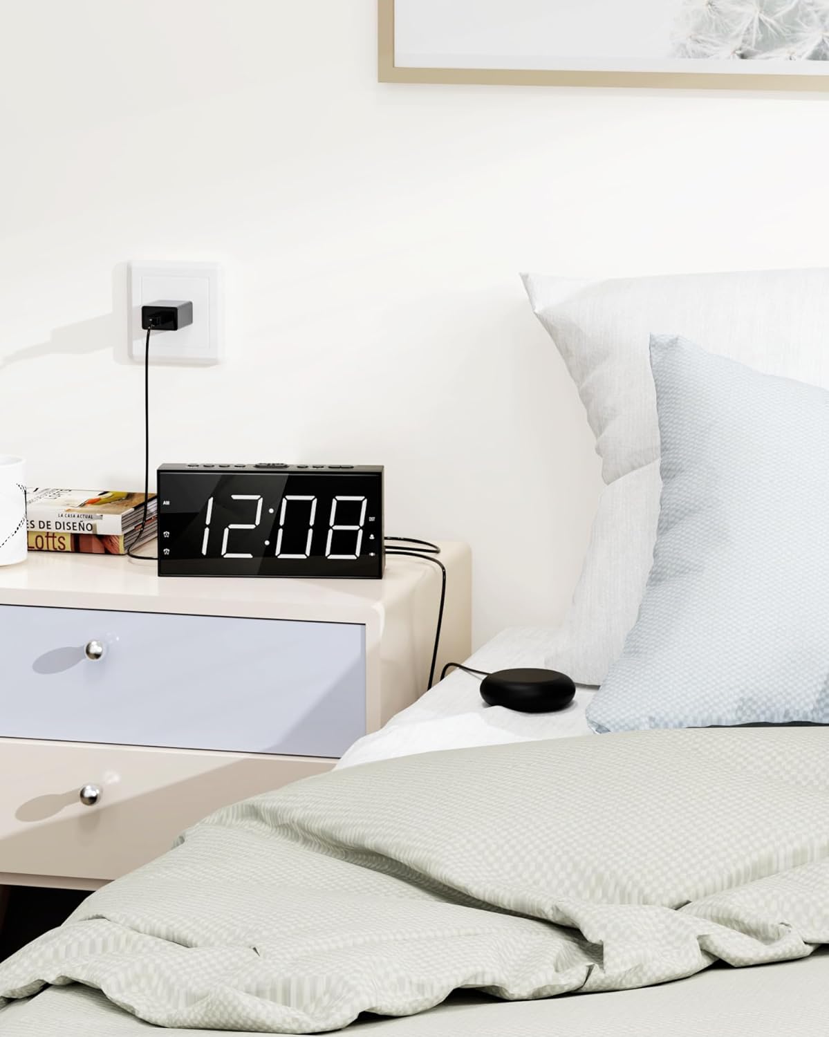 Alarm Clock with Bed Shaker, Vibrating Alarm Clock for Heavy Sleepers