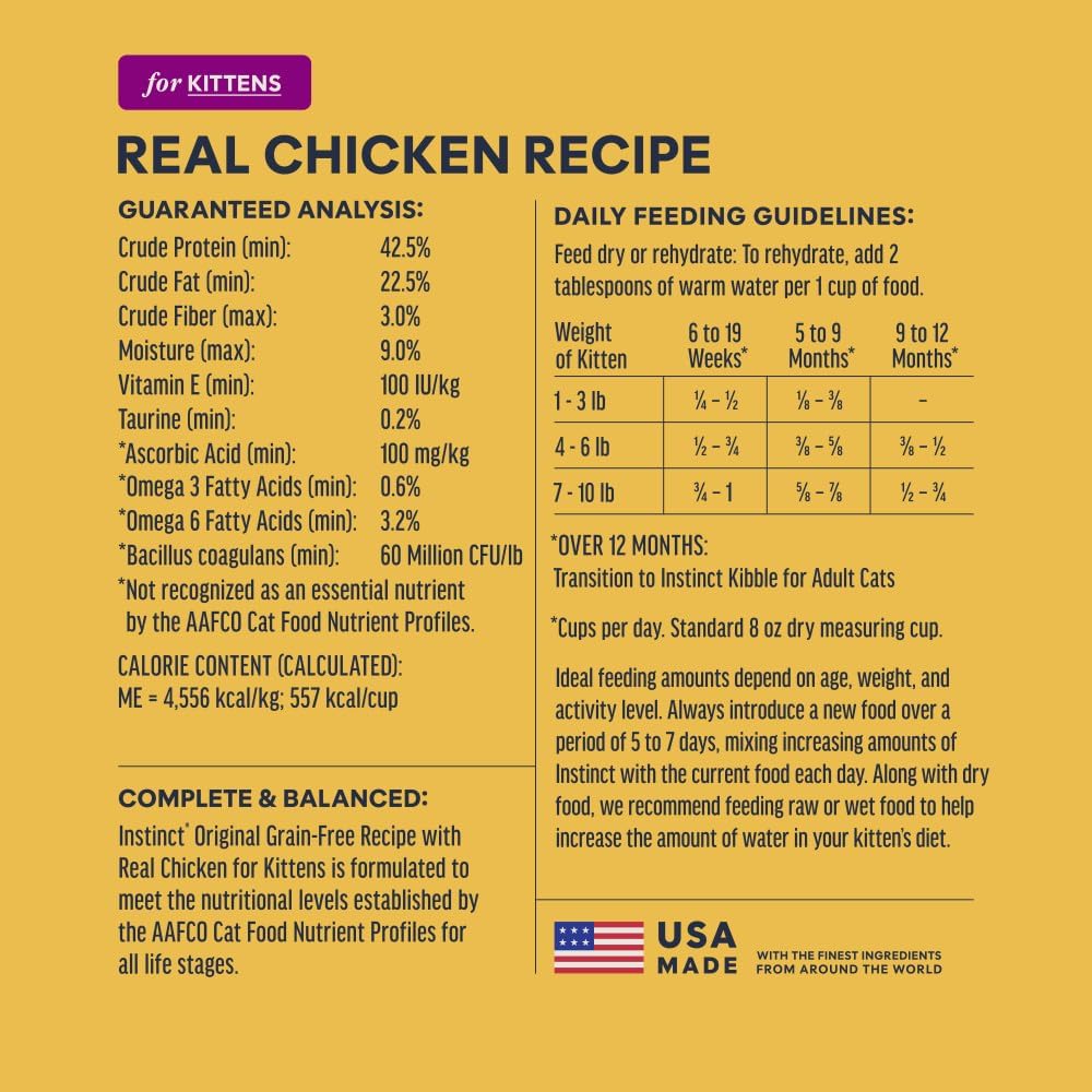 Instinct Original Dry Cat Food, Raw Coated Kibble, Real Chicken, 11 lb. Bag | Raw-coated kibble with cage-free chicken for strong muscles, digestive health, and healthy skin & coat, grain-free