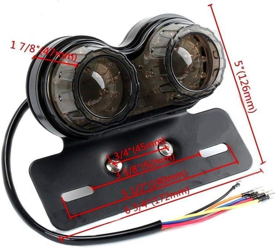 ANKIA 40-LED 40W Motorcycle Tail Light Integrated Running Lamp | Brake&Turn Signal Light with License Plate Bracket for Harly Motorcycle Street Bike Cruiser Chopper (Black)