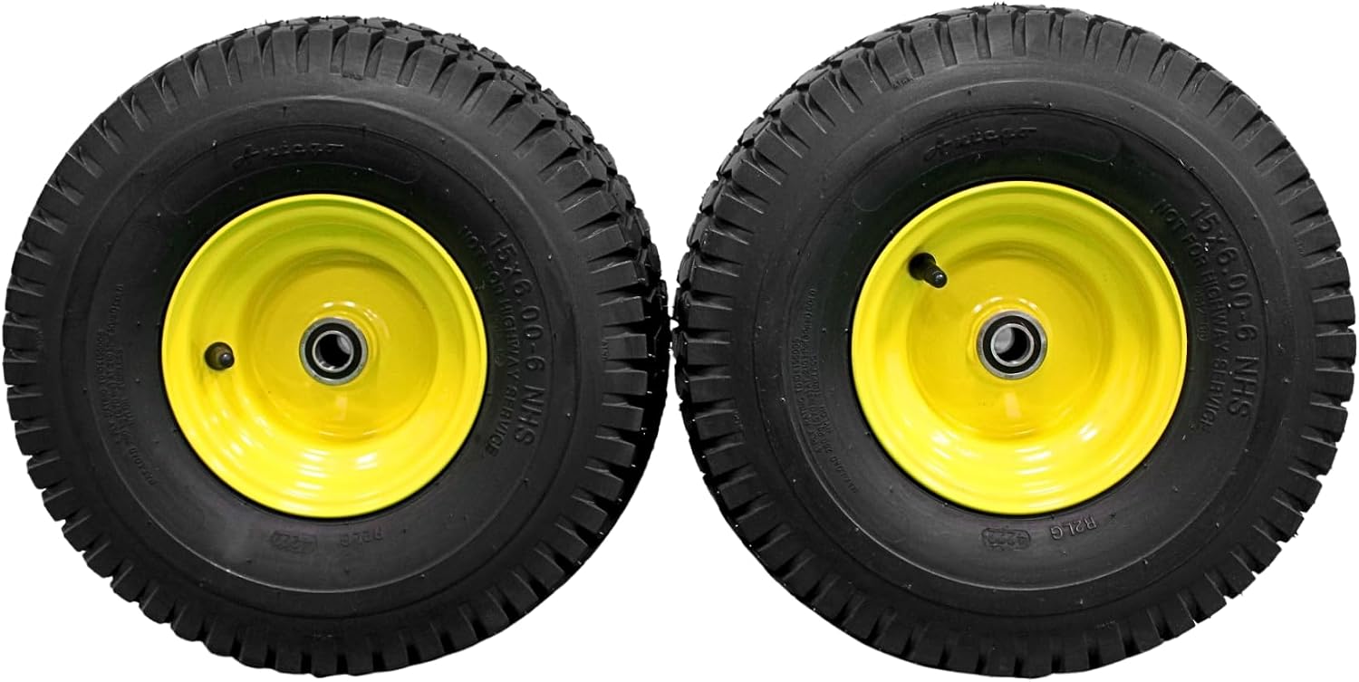 Antego 15x6.00-6 Lawn Mower Tire & Wheel Assembly ATW-001 4 Ply, Set of 2 | ATW-001, 4 Ply