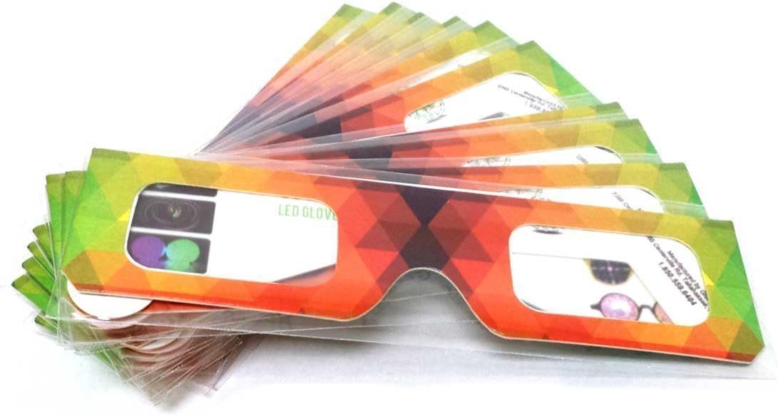 GloFX Paper Cardboard Diffraction Glasses - Great for Christmas Lights, Parties, Raves, Festivals, Light Shows, & Fireworks