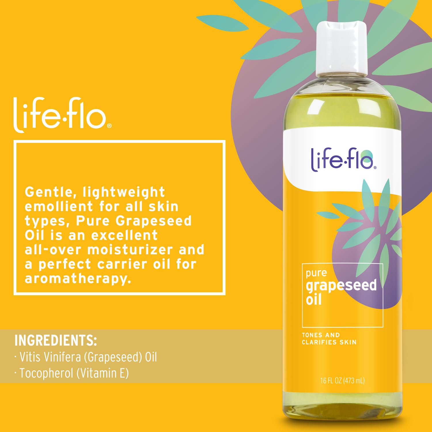 LIFE-FLO Pure Coconut Oil, Fractionated, Refined Liquid Coconut Oil, Skin Care, Hair Care, Massage, Aromatherapy, All Skin Types, Hypoallergenic, 60-Day Guarantee, Not Tested on Animals, 16oz