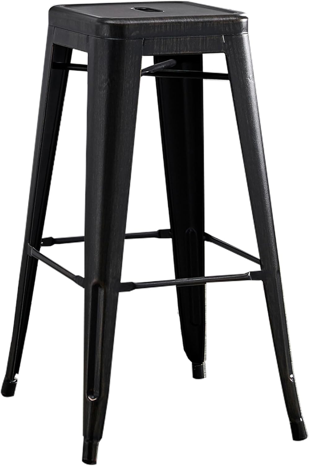 AC Pacific 30” Metal Barstool Set of 2 – Country Rustic Style with Low Back, Lightweight & Sturdy Build, Easy Assembly – Matte Black