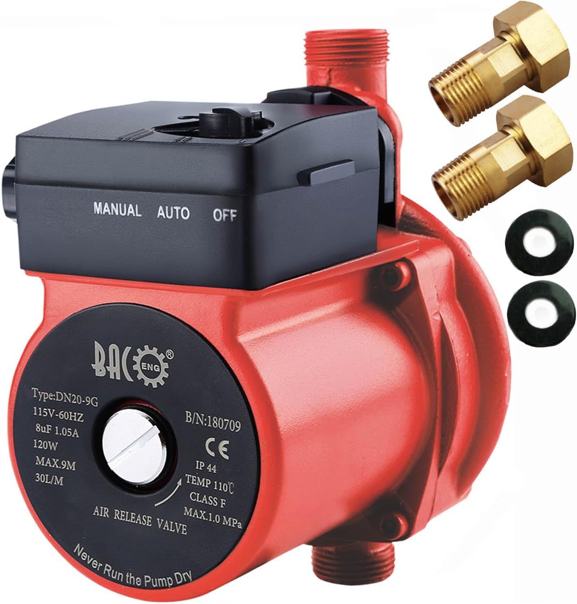 BACOENG Hot Water Recirculating Pump, Stainless Steel Head, Circulation Pump NPT 3/4", 3-Speed Control, Circulating Pump for Water Heater System