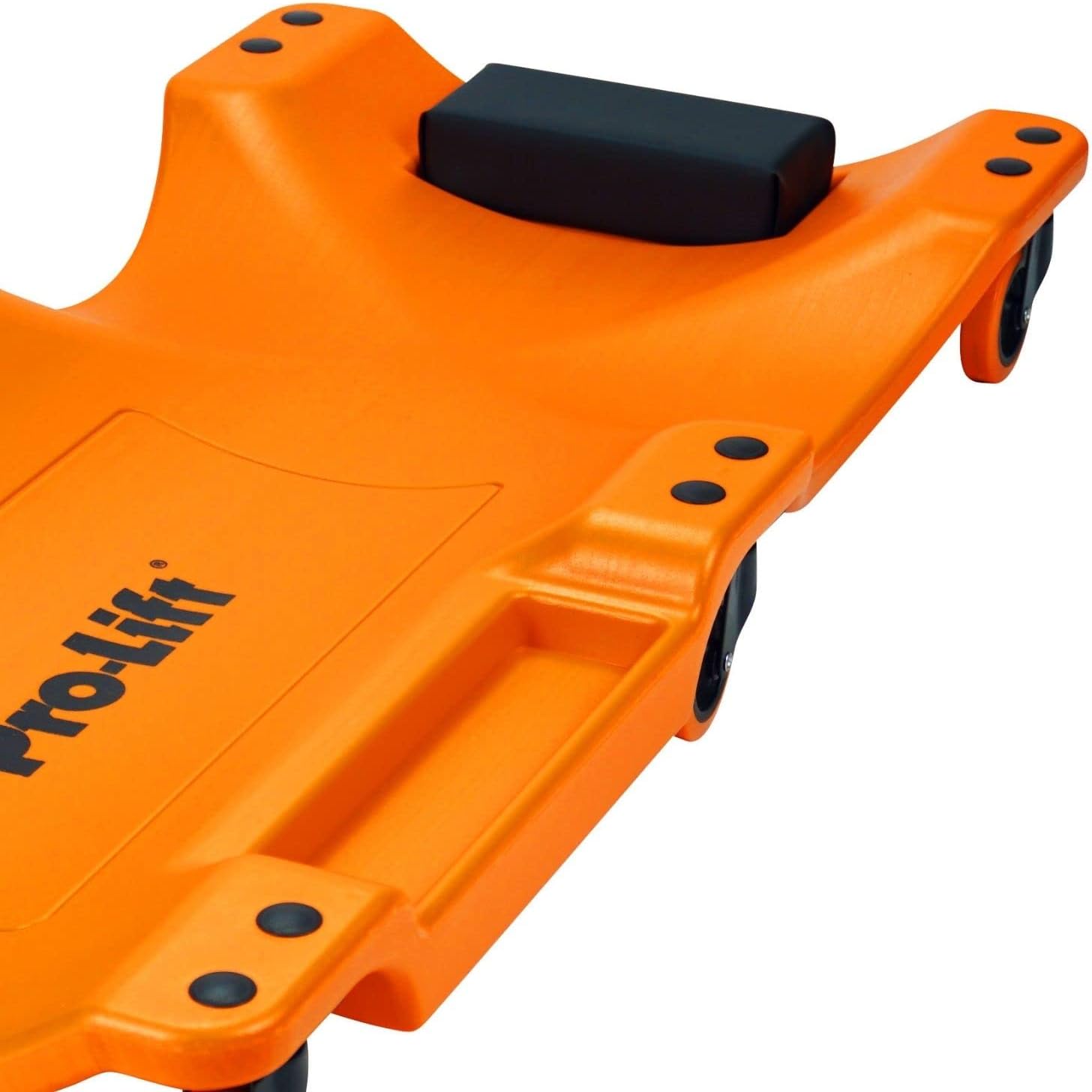 Pro Lift Mechanic Plastic Creeper 40 Inch - Blow Molded Ergonomic HDPE Body with Padded Headrest & Dual Tool Trays - 350 Lbs Capacity Red