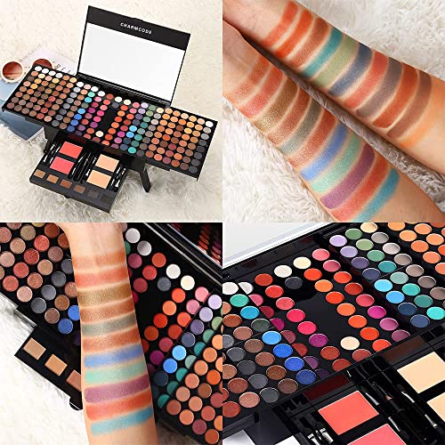 CHARMCODE 190 Colors Cosmetic Make up Palette Set Kit Combination with Eyeshadow Facial Blusher Eyebrow Powder Face Concealer Eyeliner Pencil A