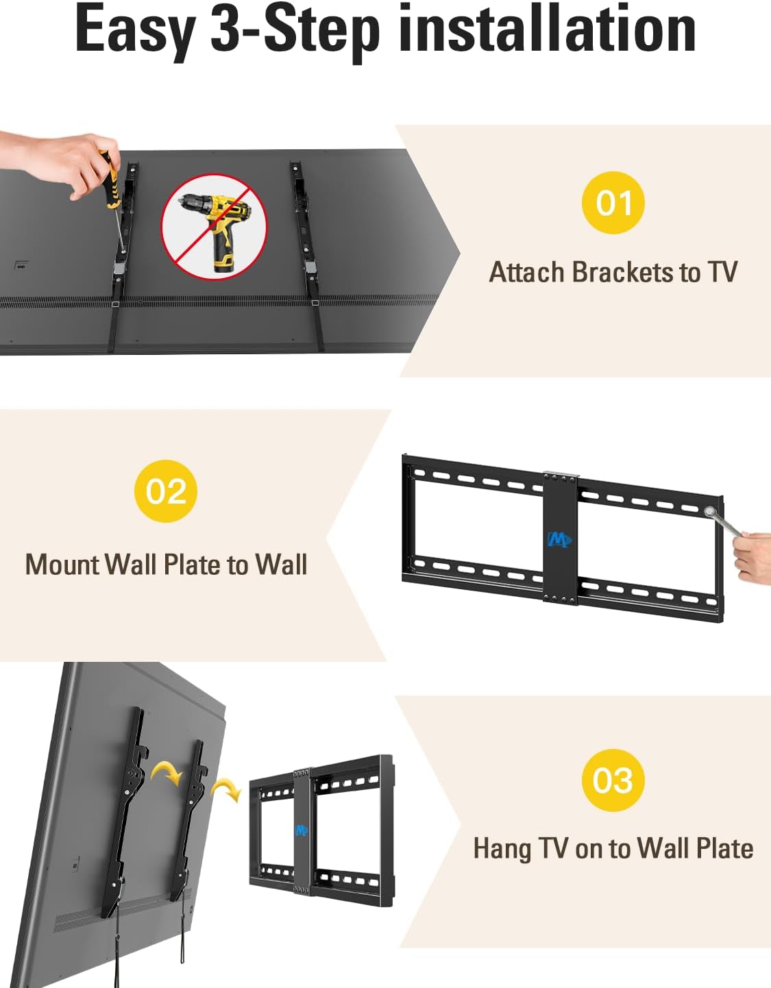 Mounting Dream Tilting TV Wall Mount for Most 37-90 Inch TVs up to 132lbs | Low Profile TV Mount Fits 16", 18", 24" Studs, Max VESA 600x400mm, Wall Mount TV Bracket with Quick Lock & Release, MD2268-LK
