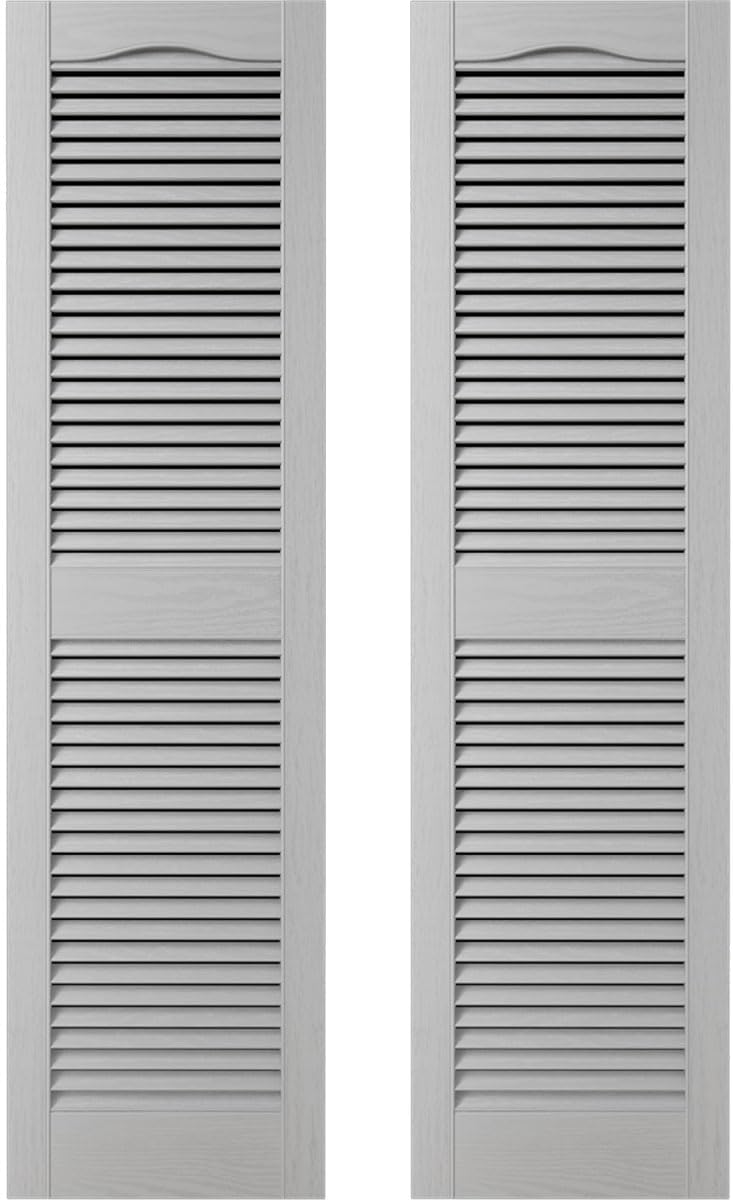 Ekena Millwork 14.5 in. W x 48 in. H Builders Edge, Standard Cathedral Top Center Mullion, Open Louver Shutters, Includes Matching Installation Spikes (Per Pair), 002 - Black