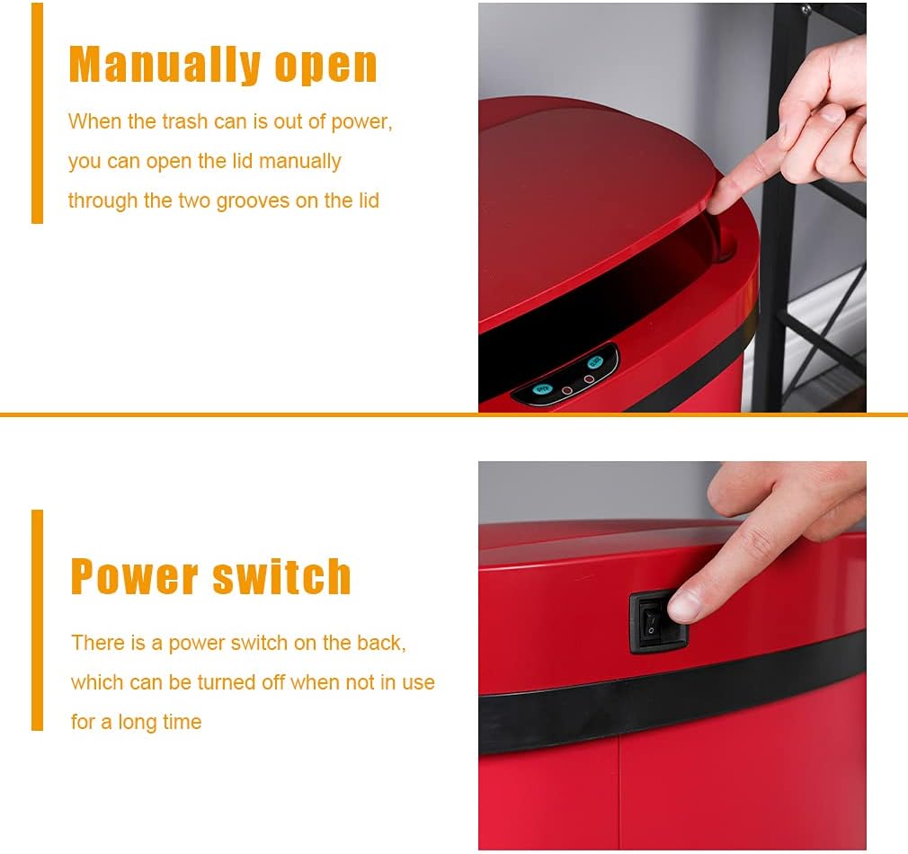 New Red 13-Gallon Touch Free Sensor Automatic Kitchen Office