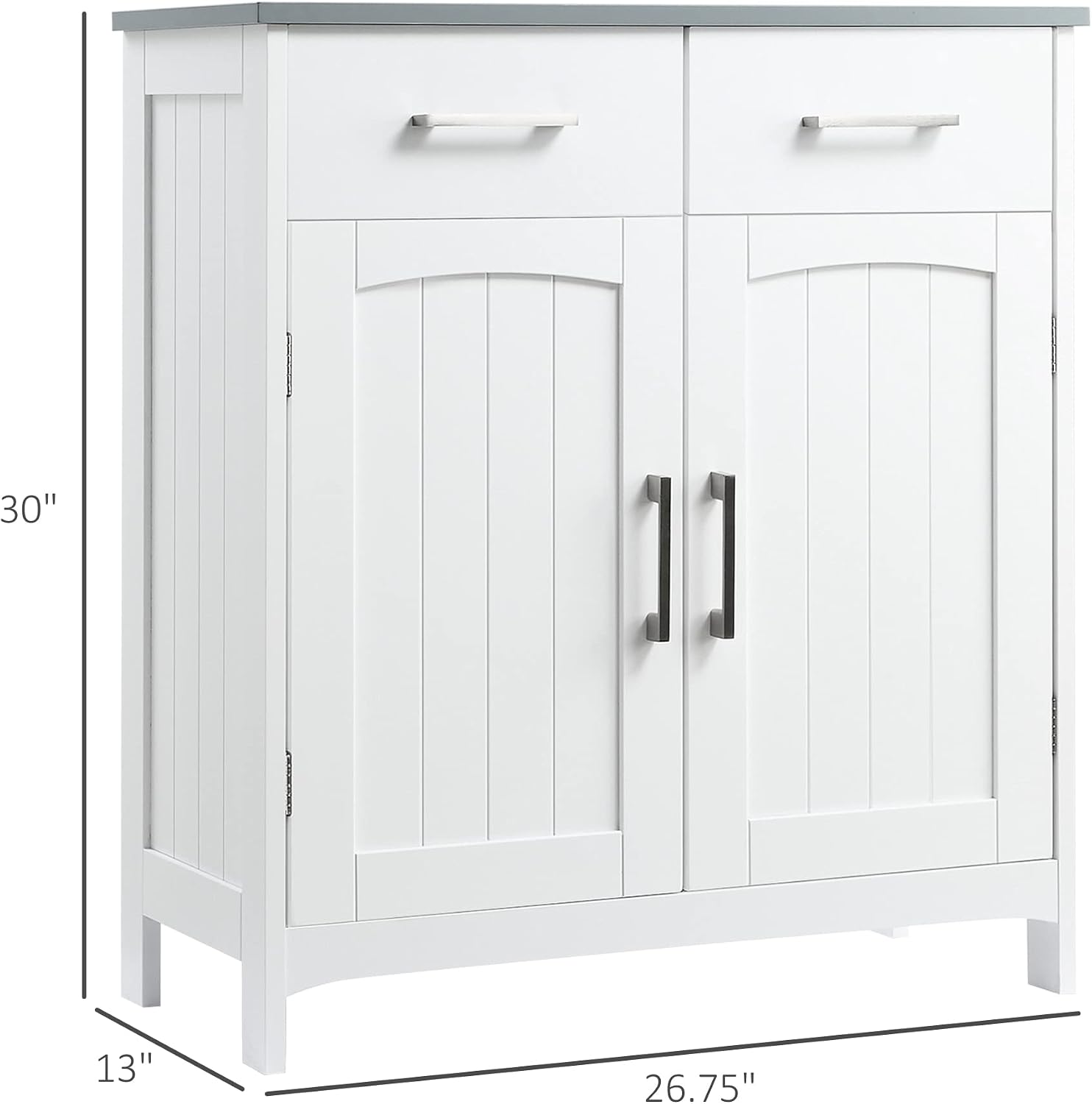 kleankin Bathroom Floor Cabinet Freestanding Linen Cabinet 2 Drawers White | Double Doors, Adjustable Shelf