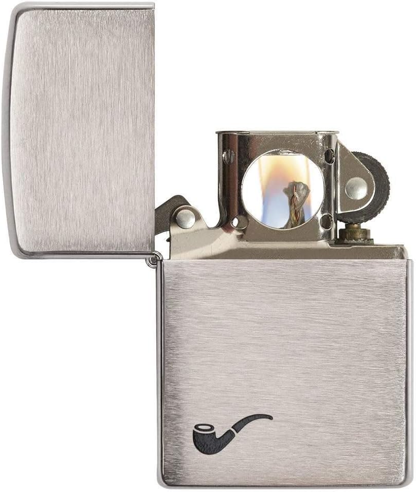 Zippo Unisex-Adult Pipe Lighter, Brushed Chrome Black Pipe, One Size | Ideal gift for Birthdays, Father's Day, Christmas, Valentine's Day, Weddings