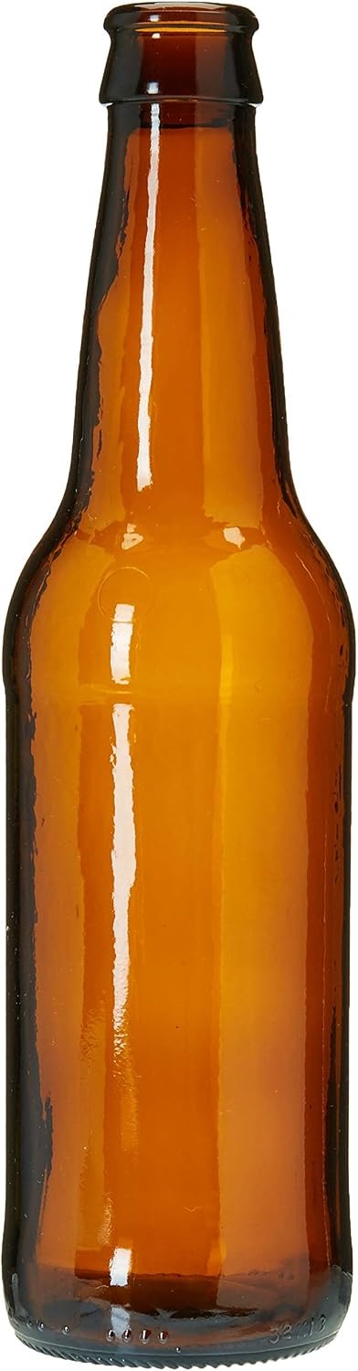 FastRack Amber Beer Bottles 12oz (Pack of 24) | Longneck Glass Beer Bottles with Pry-off Crown Finish for Home Brewing Mead