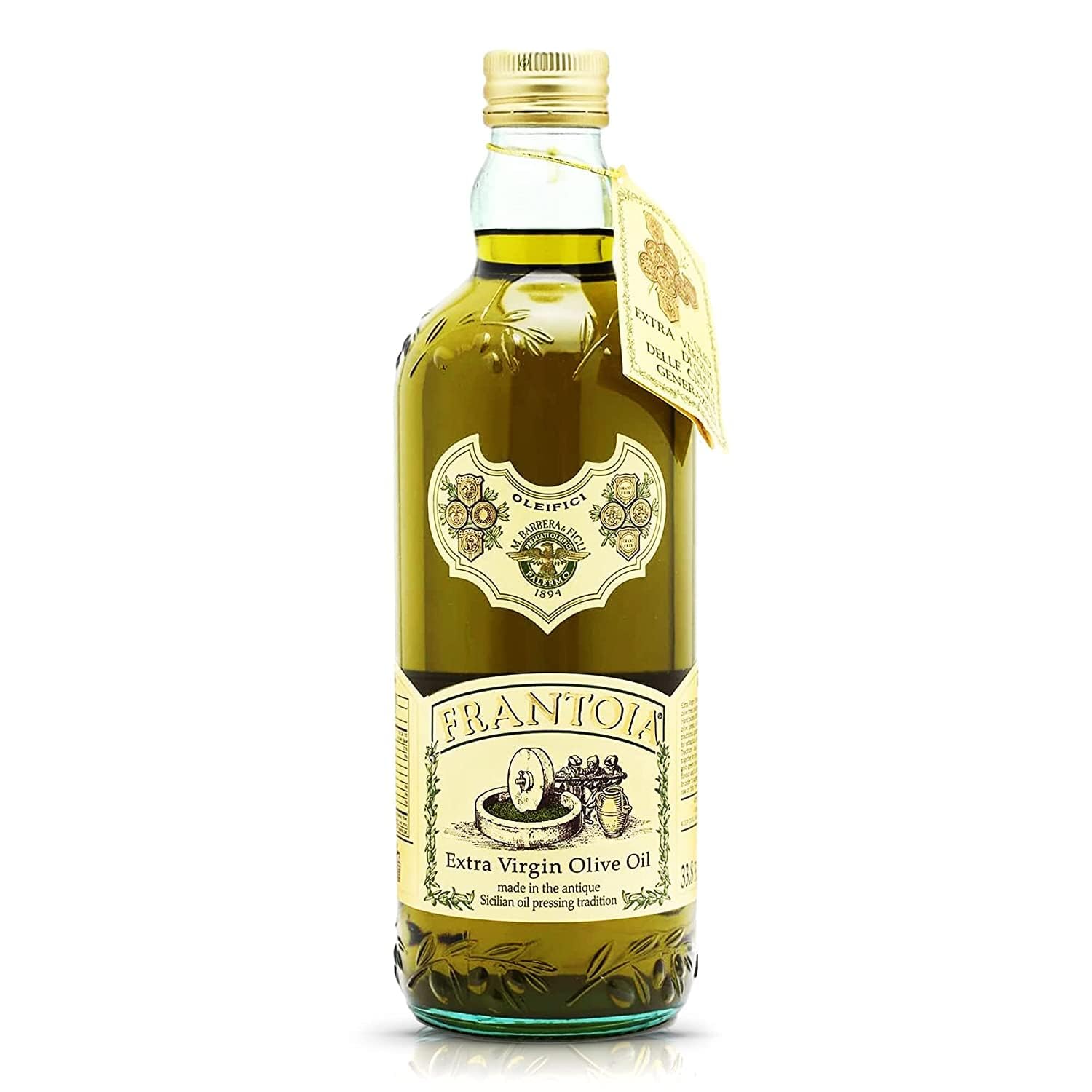 Frantoia Extra Virgin Olive Oil, 33.8 fl oz (1 Liter) – Award-Winning Sicilian EVOO Made from Biancolilla