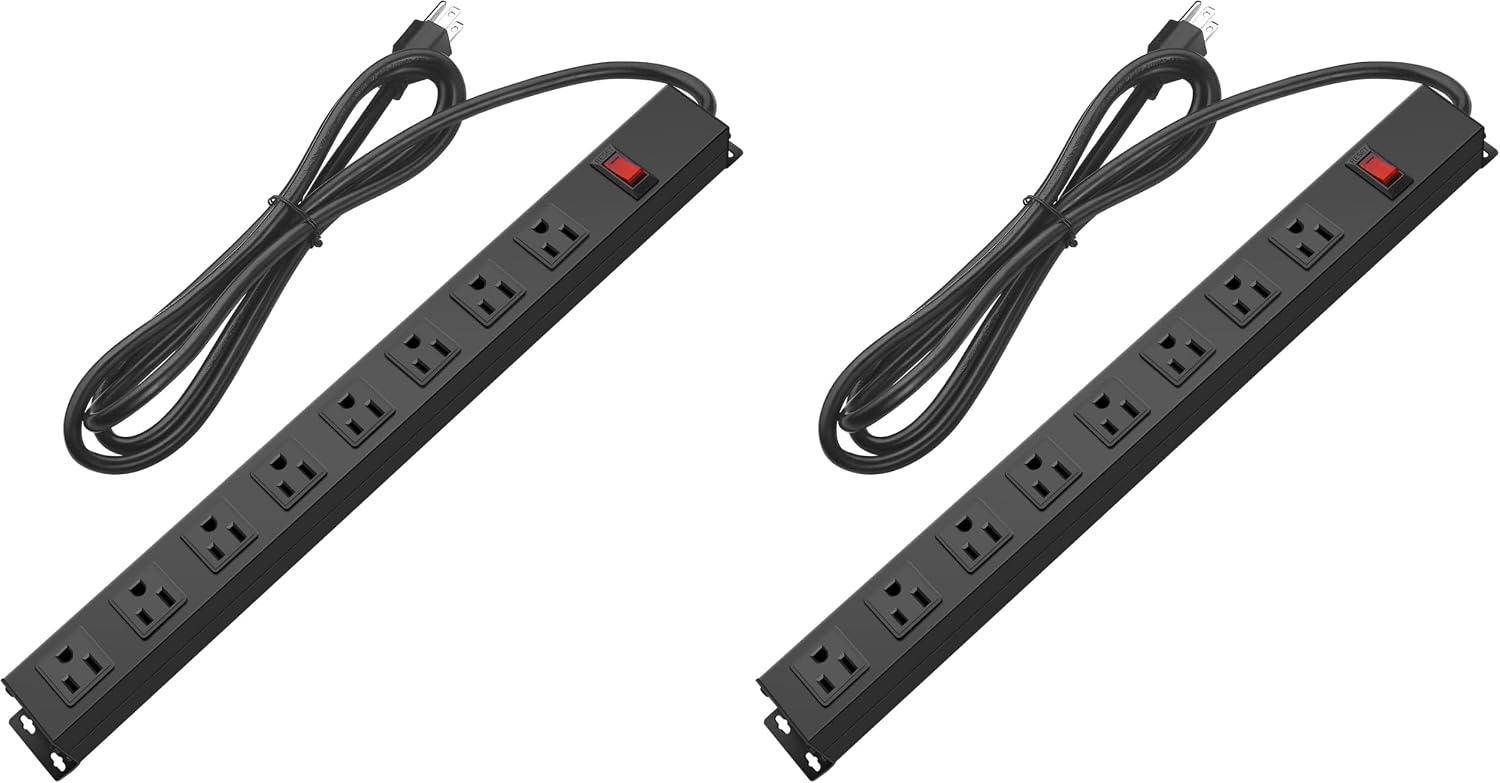 HHOSET Heavy Duty Long 8 Outlets, 14AWG Extension Cord, Black, 6FT, 1