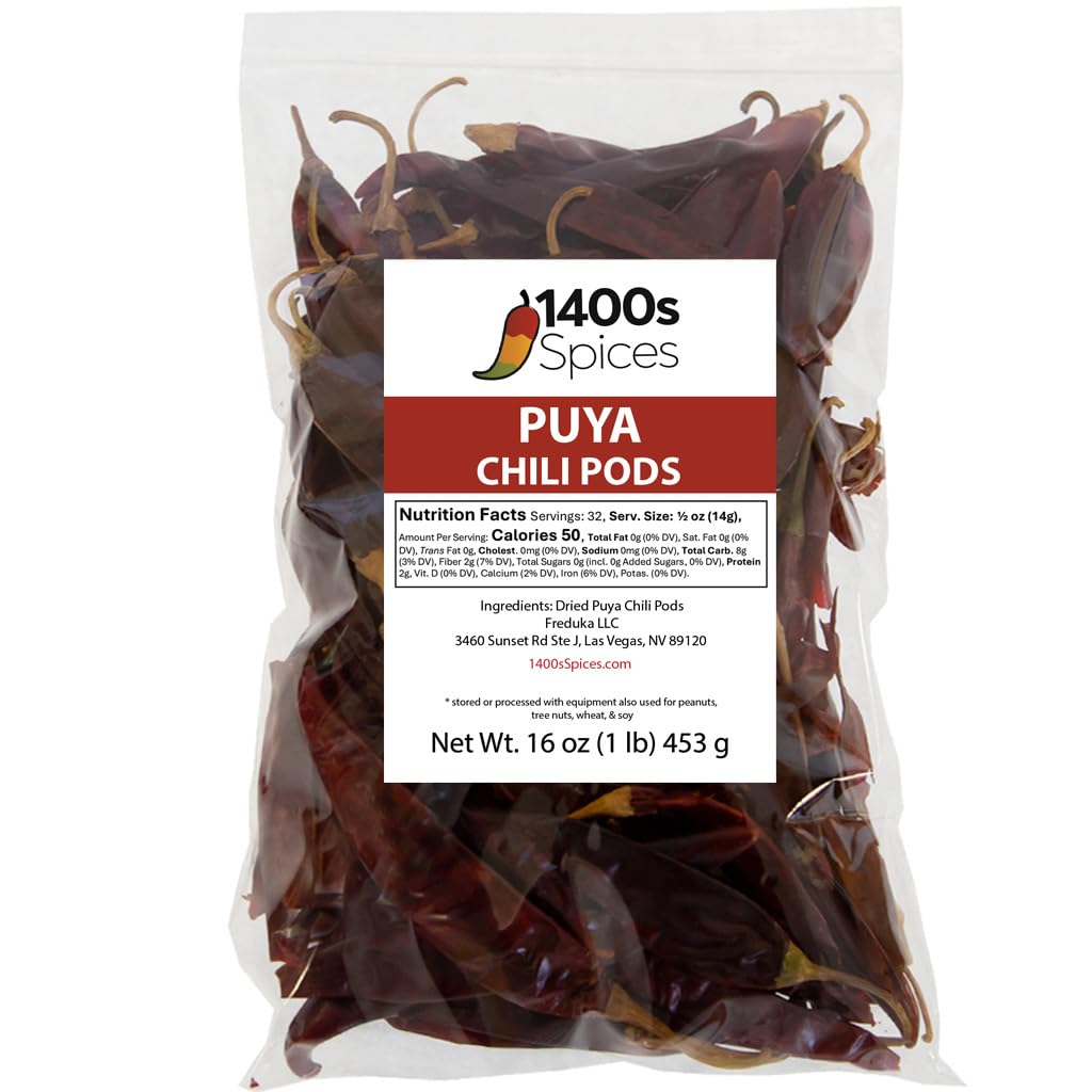 4oz Puya Dried Whole Chile Peppers, Pulla Chile Seco Pods