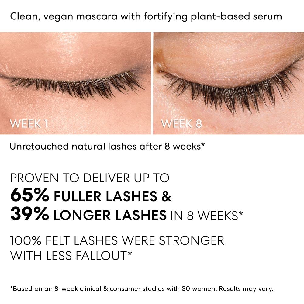 bareMinerals Strength & Length Serum-Infused Black Mascara with Plant-Based Lash Serum, Lengthens, Lifts & Defines for Healthier Lashes, Vegan