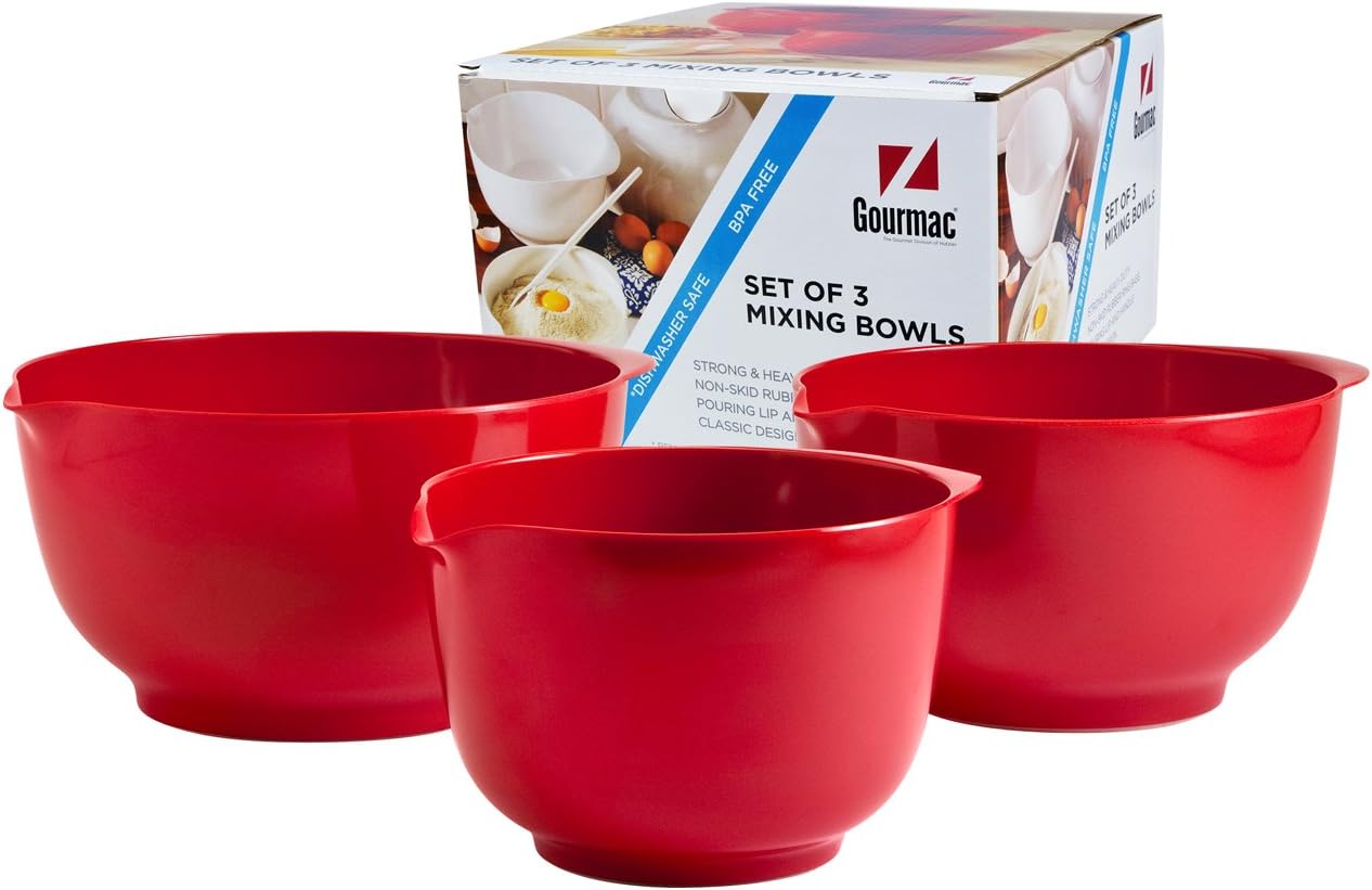 Hutzler Melamine Mixing Bowl Set: 2, 3 and 4 Liters, White (3234WH)