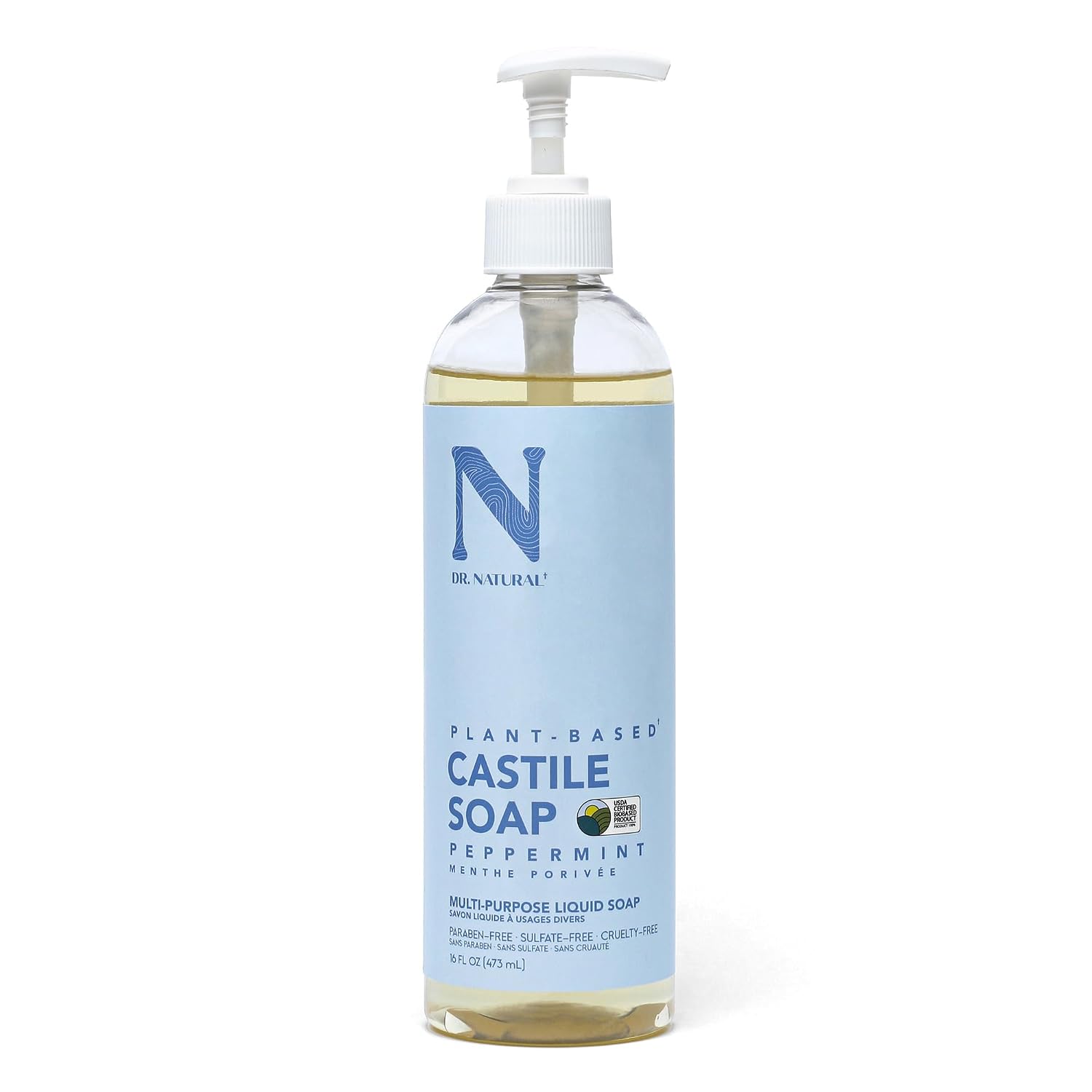 Dr. Natural Castile Liquid Soap - Multi-Use Body Wash, Shampoo and Face Wash - Hydrating Body Soap for Skin, Hair, Pets and Home - Eucalyptus - 32 oz
