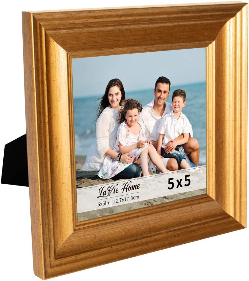 LaVie Home 8x8 Picture Frames (1 Pack, Gold) Square Photo Frame Set with High Definition Glass for Wall Mount & Table Top Display