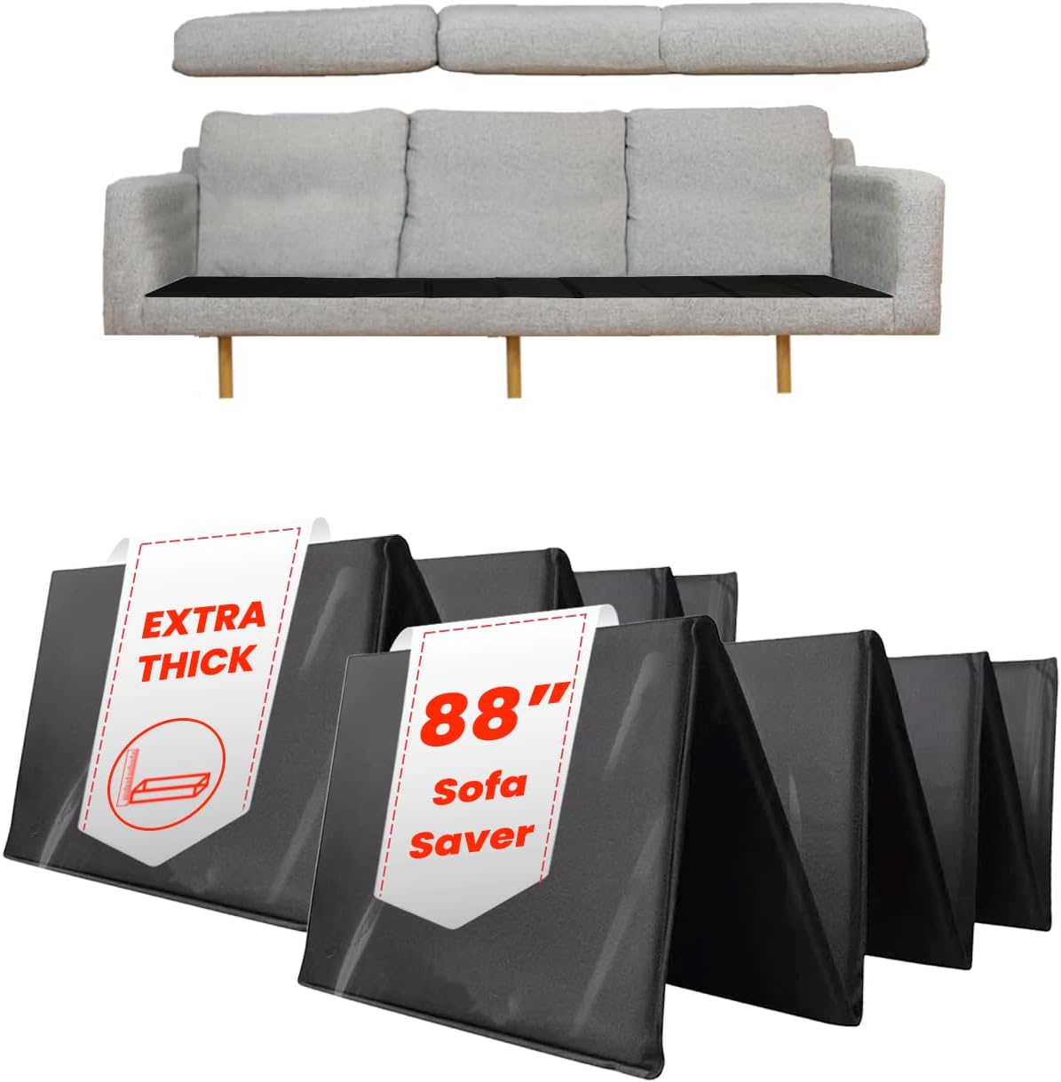 LAMINET Deluxe Extra Thick Sagging Furniture Cushion Support Insert| Seat Saver| New and Improved| Extend The Life of Your Sofa| 60% Thicker - Sofa - 17" L x 66" W