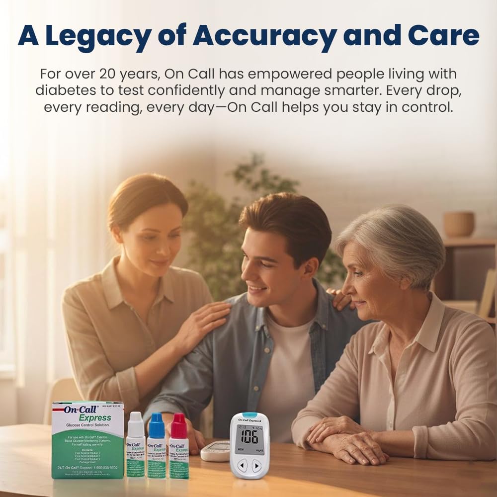 Glucose Control Solution Kit by On Call Express, Level 0, 1 & 2 for Blood Glucose Meters and Test Strips, Accuracy Check & Calibration Verification