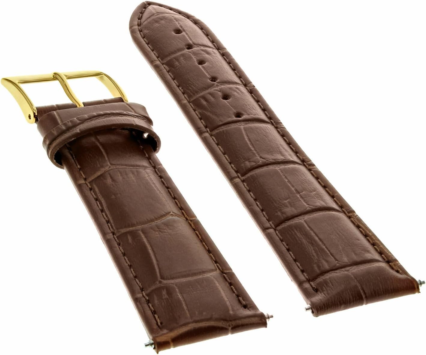 Ewatchparts 20mm Light Brown Italian Leather Replacement Watch Strap Gold Buckle Compatible With Invicta