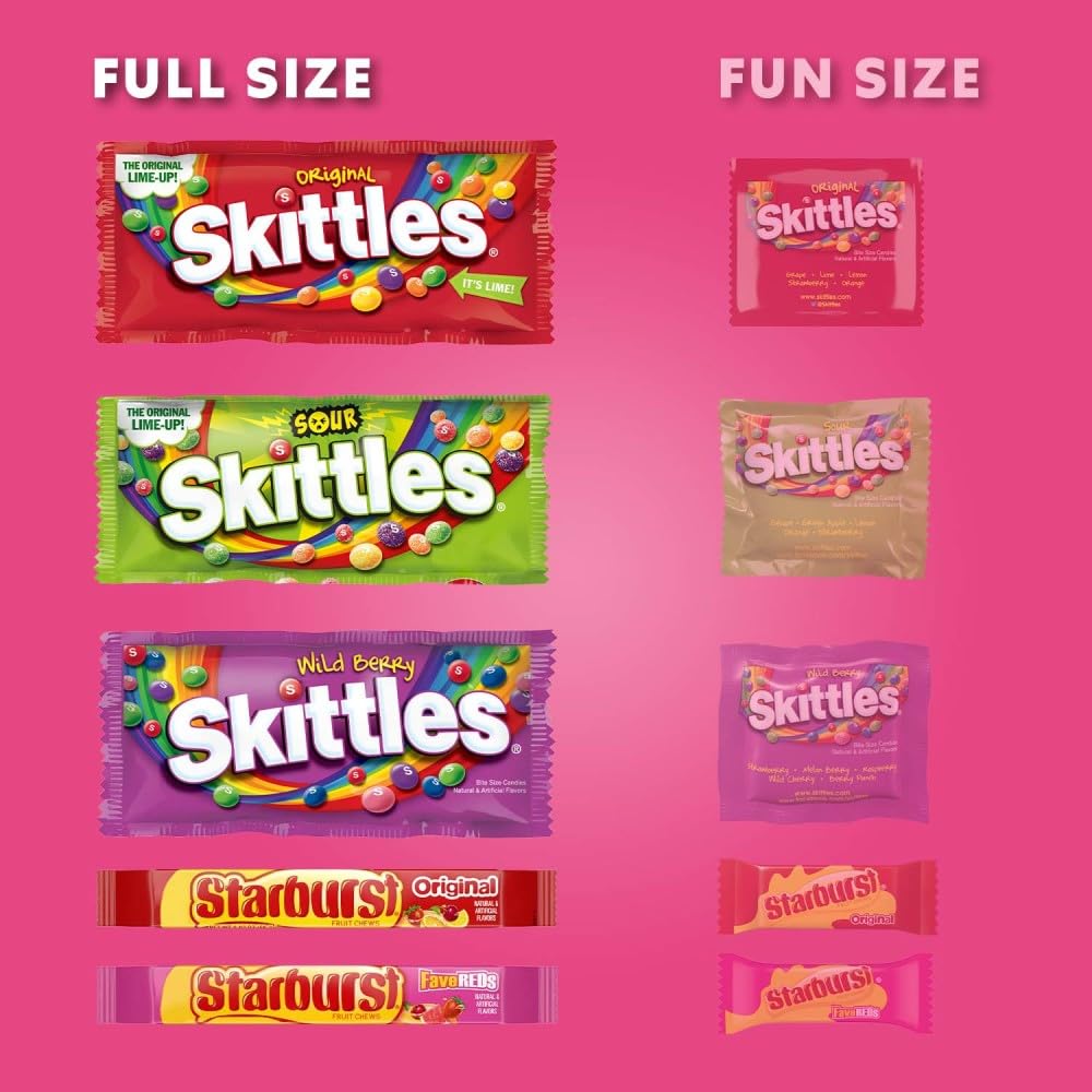 SKITTLES & STARBURST Assorted Candy Variety Pack Bulk Box 18 Count 37.05 oz | Everyday snacking, snack box, mix candy assortment bulk candy fruity candies bulk box for fundraising, snacking, road trips
