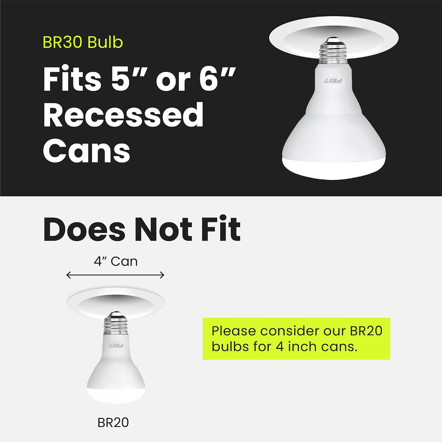 Feit Electric BR30 LED Light Bulbs, 65W Eq, Soft White, 3 Pack