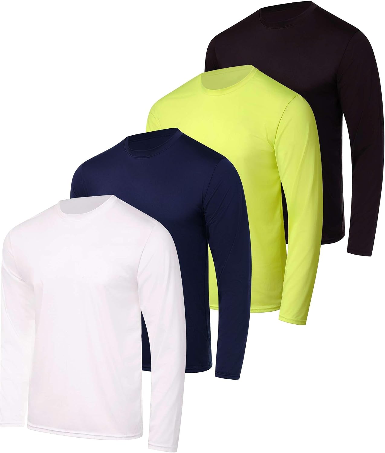 4 Pack Men's Dry Fit Long Sleeve Workout Shirts Gym Athletic Tee Fishing