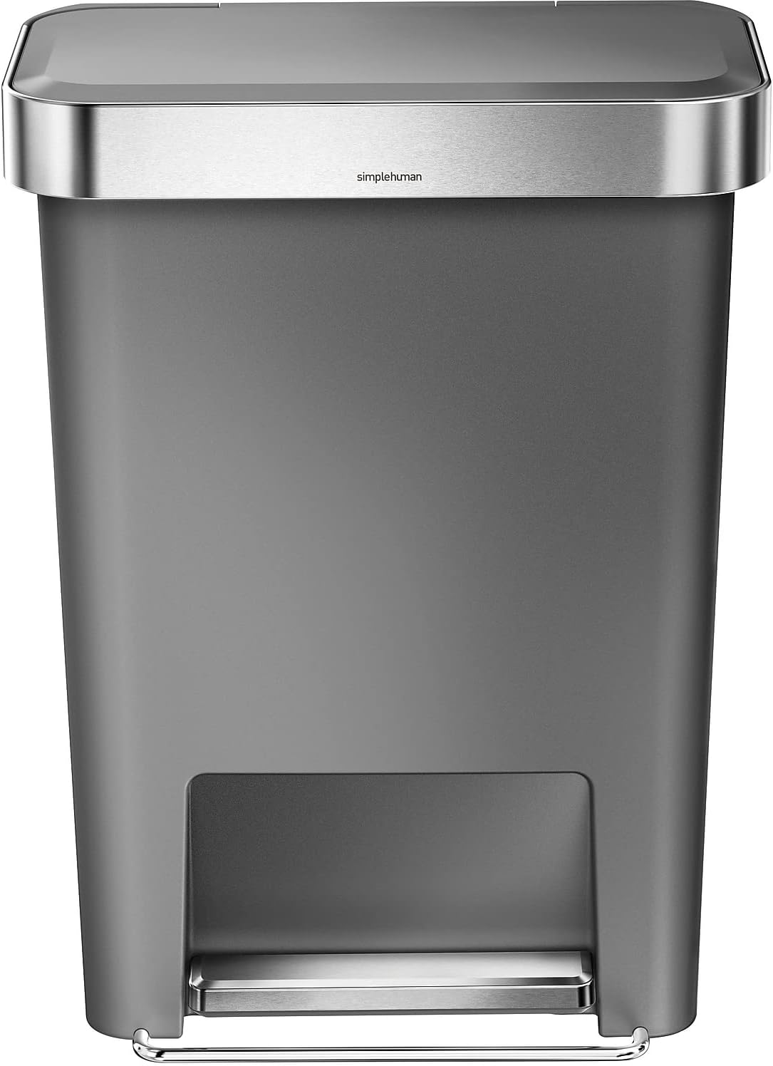 simplehuman Hybrid Step Can, 45L / 12 Gallon Rectangular Kitchen Trash Can, Liner Rim System, Liner Pocket®, 150,000-Step Pedal, Lid Shox® Silent Close, Black Plastic