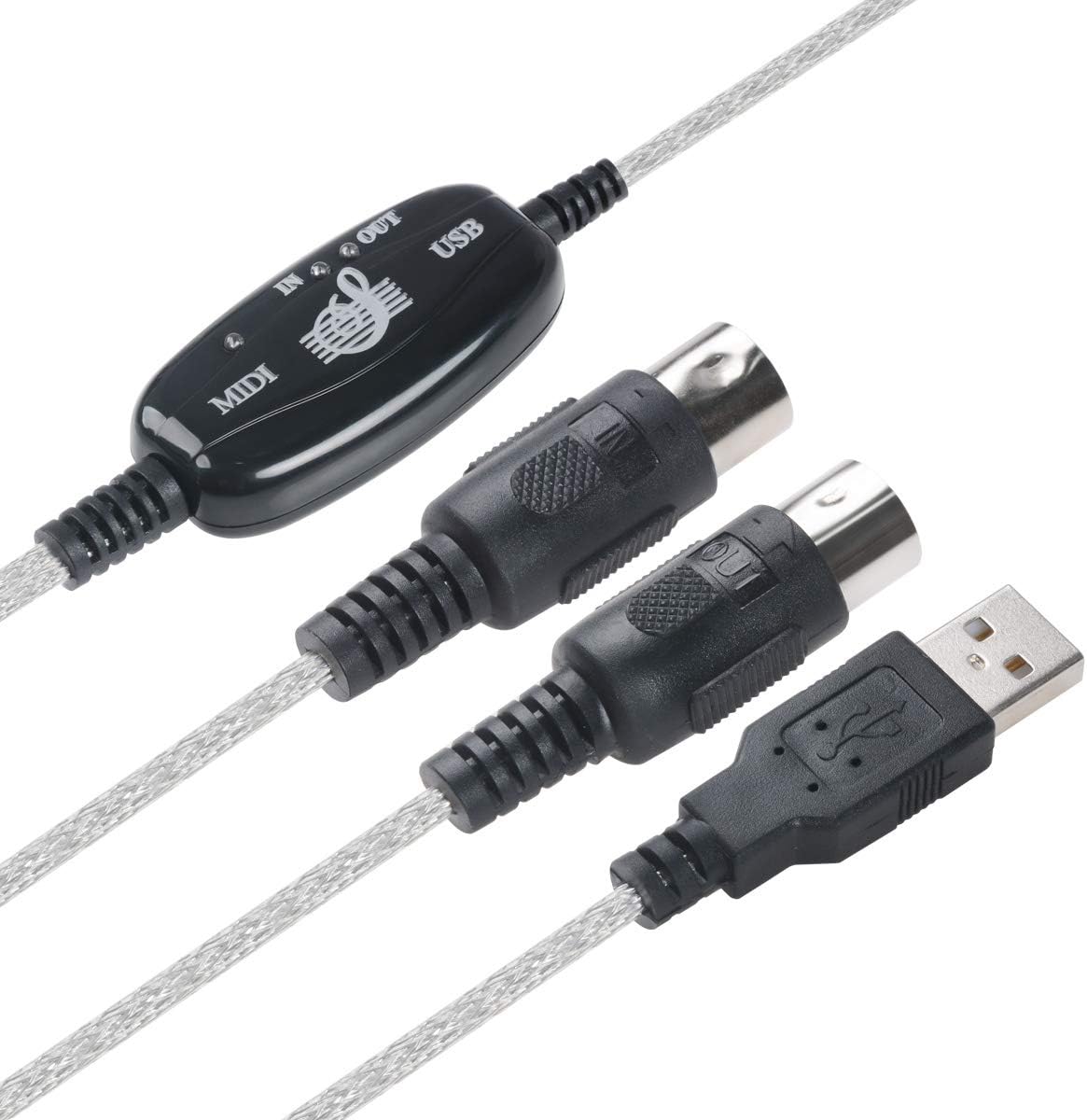 TENINYU USB to MIDI Cable Converter 2 in 1 PC to Synthesizer Music Studio Keyboard Interface Wire Plug Controller Adapter Cord 16 Channels Supports
