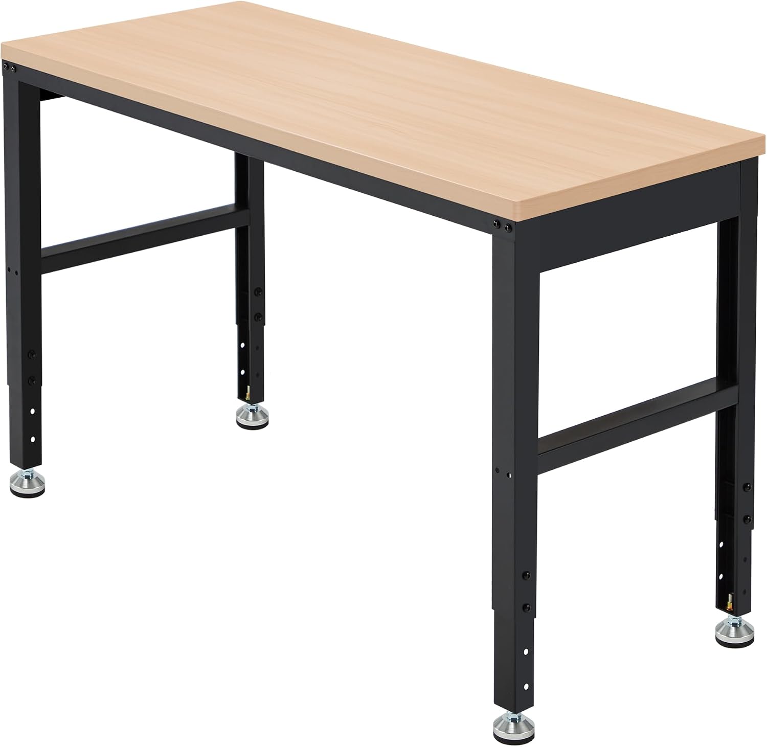 Antifir 60" Adjustable Workbench, Heavy Duty Wood Workstation | Garage Workbench, 2000 LBS Load Capacity, Work Table with Power Outlet and Foot Pads for Commercial, Workshop, Office, Home
