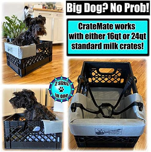 DIY Conversion/Bike Dog Carrier Package (Crate NOT Included) Padded Liner is 2 Sizes in One + 4 Point Safety Harness & Heavy Duty Fasteners Holds