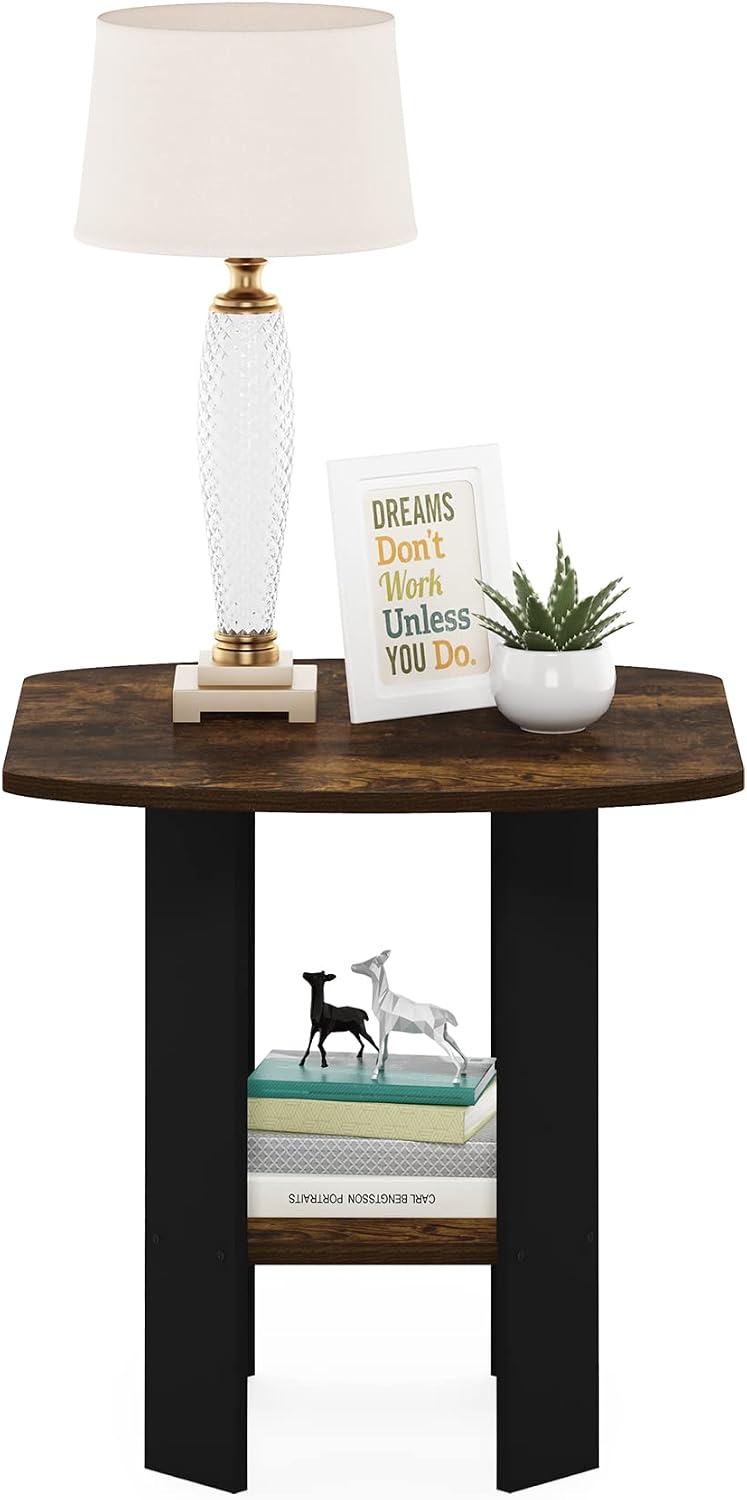 Furinno SIMPLE DESIGN Side Table, 2-Tier Modern End Table with Soft Edges, Open Shelves Night Stand, Bedside Table, for Living Room, Bedroom, French Oak