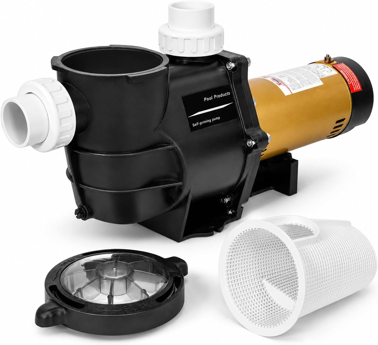 XtremepowerUS 3/4HP 2,400GPH High Flow Pond DIY Self Priming for Above Ground Swimming Pool Pump Strainer Basket 1.5" NPT Inlet/Outlet With Adapter Set