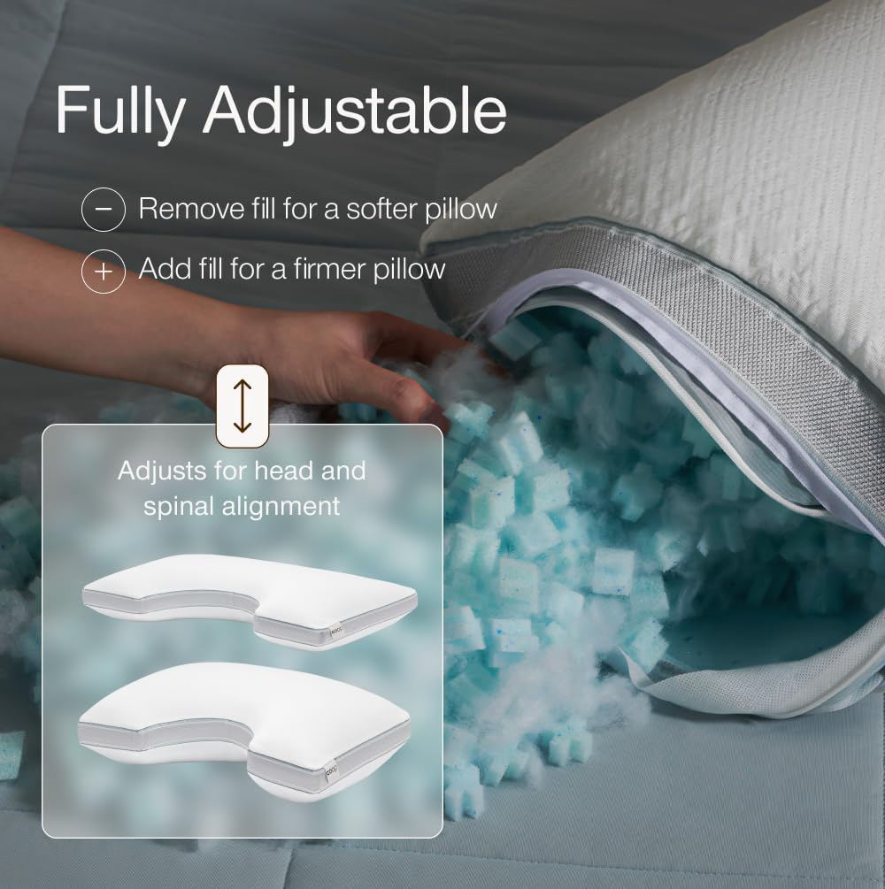 Coop Home Goods Eden Bed Pillow Queen Size for Sleeping on Back, Stomach and Side Sleeper- Medium Soft Memory Foam Cooling Gel - CertiPUR-US/GREENGUARD Gold