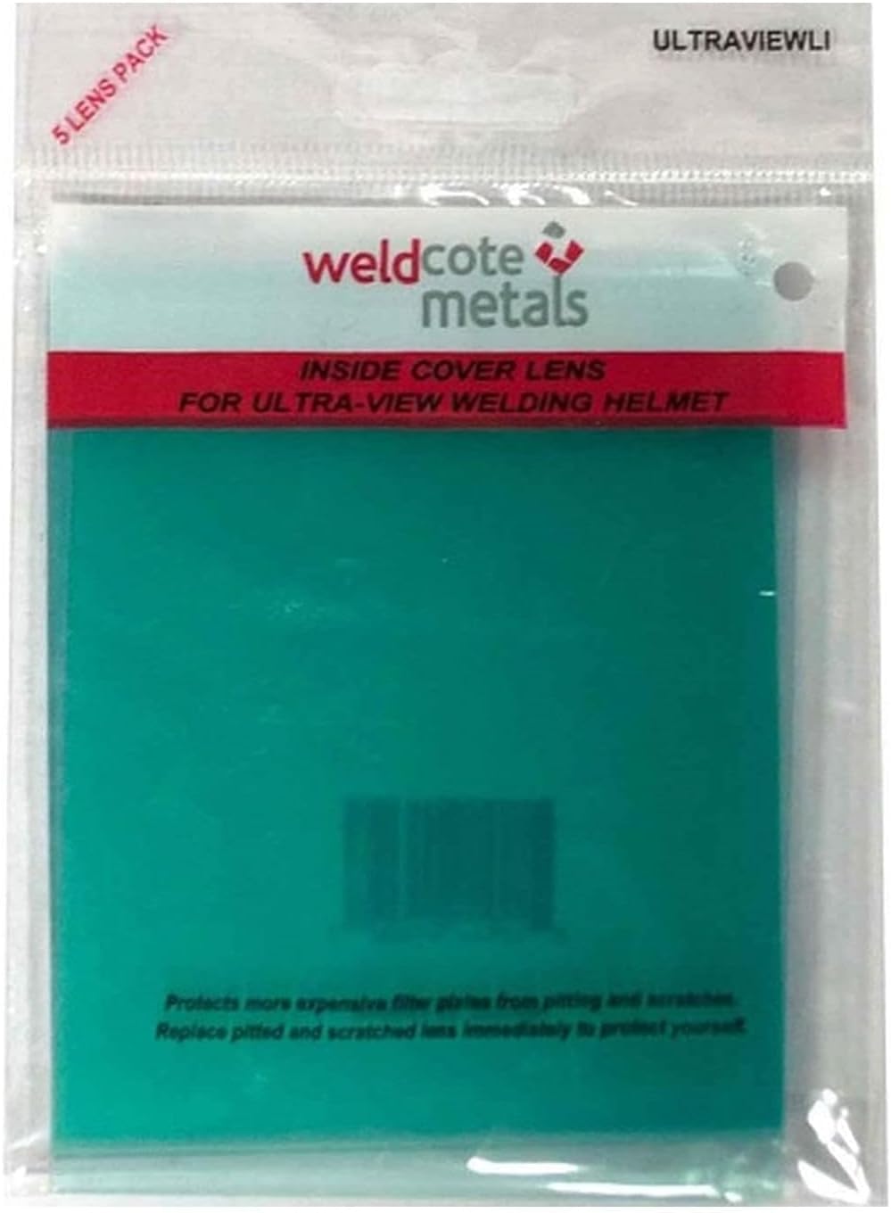 Weldcote Metals ULTRAVIEWLI Inside Cover Lens For Ultra-View Helmet Pkg=5