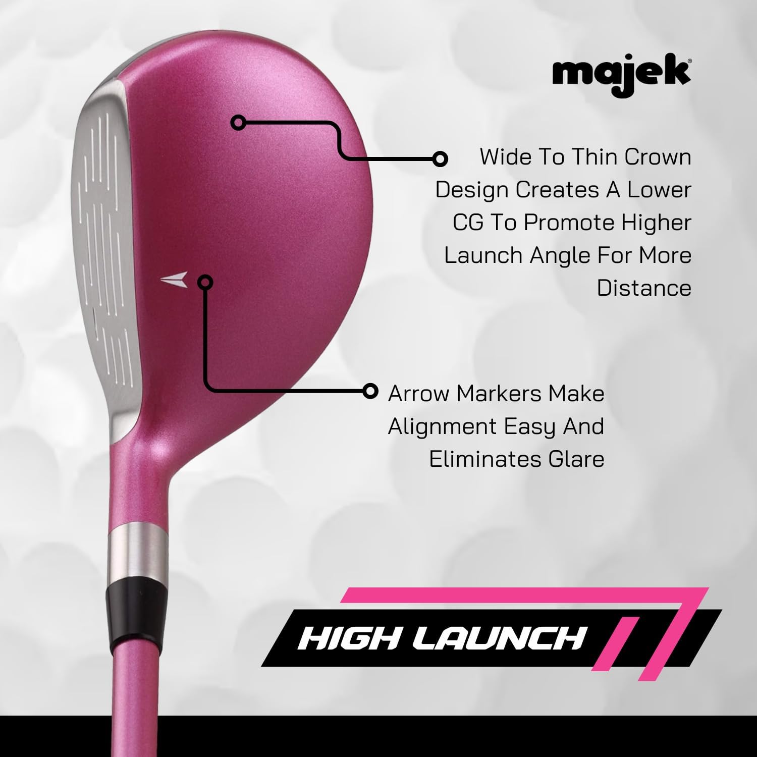 Majek Pink Senior Ladies Golf Hybrids Irons Set New Senior Women Best All True Hybrid Ultra Light Weight Forgiving Fuchsia Woman Complete Package